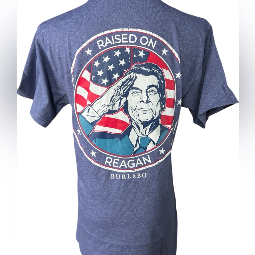 Burlebo Reagan Patriotic Blue Graphic T-Shirt NWT Size Small